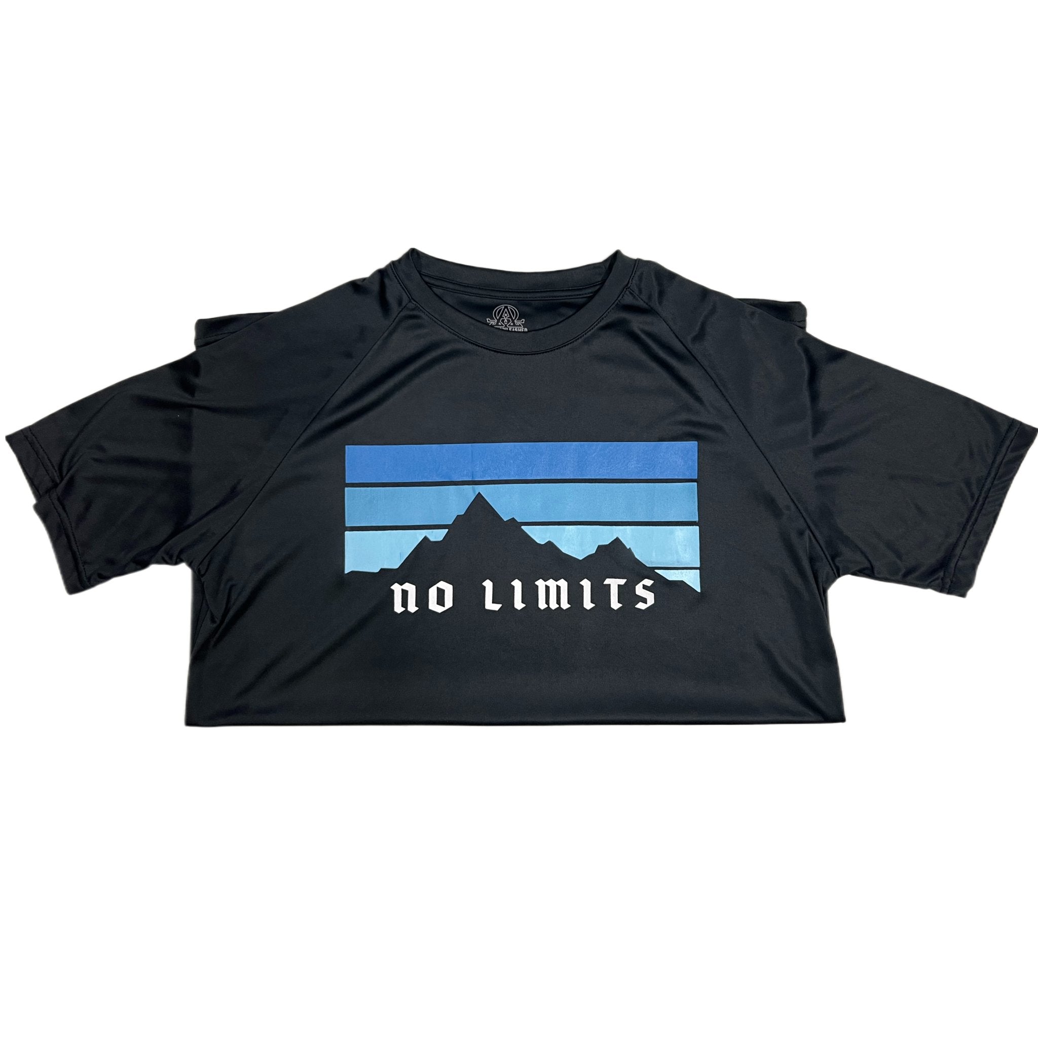 DRY-FIT 'NO LIMITS' Black Mountain T-Shirt - Outdoor Adventure and Hiking Performance Tee - ALPHAunleashed