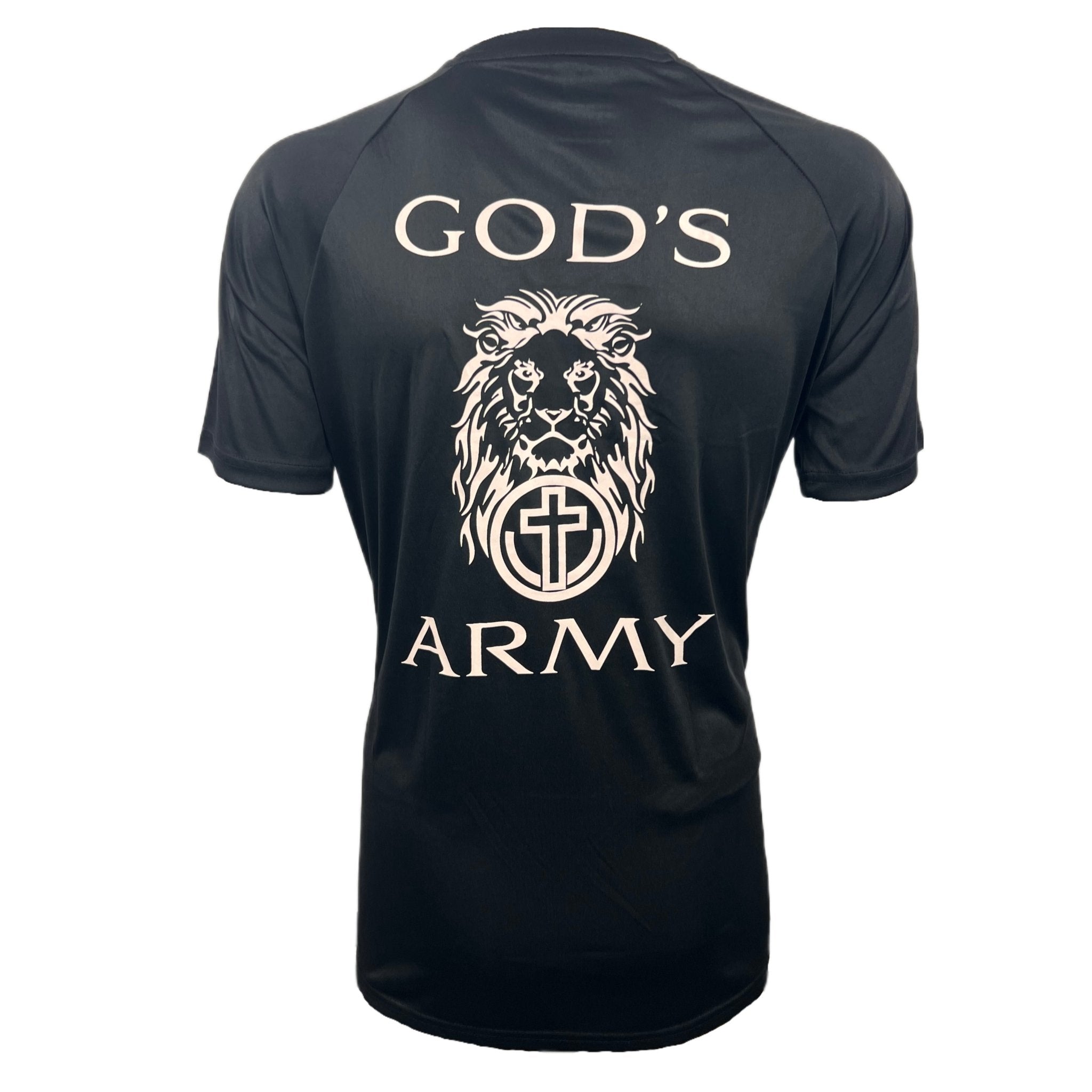 GOD'S ARMY Black Dry-Fit Christian T-Shirt - Performance Athletic Tee for Faith & Fitness Enthusiasts - ALPHAunleashed