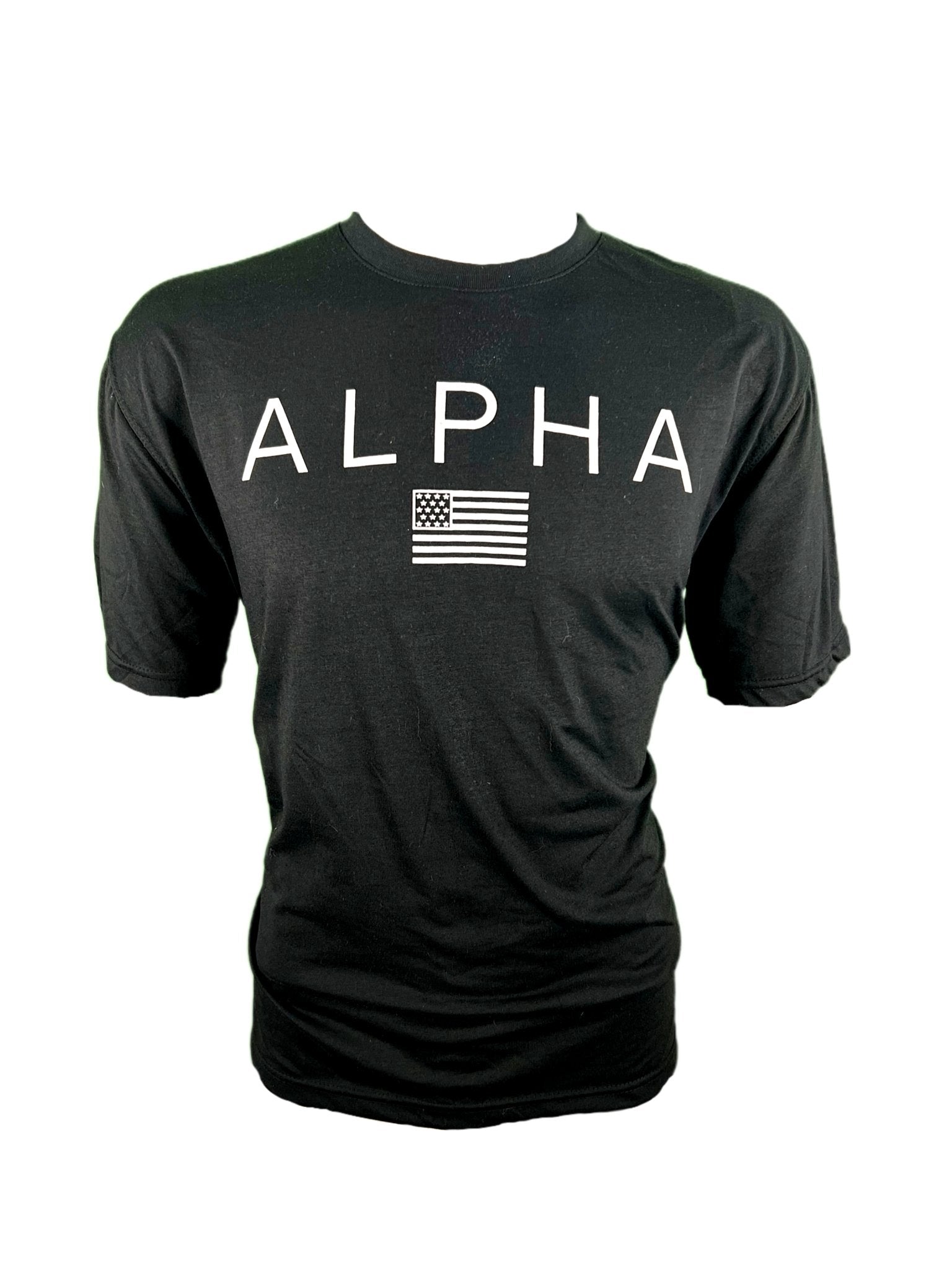 Alphaunleashed Men\'s Alpha - Patriot Black Alpha | Shirt Tee Flag